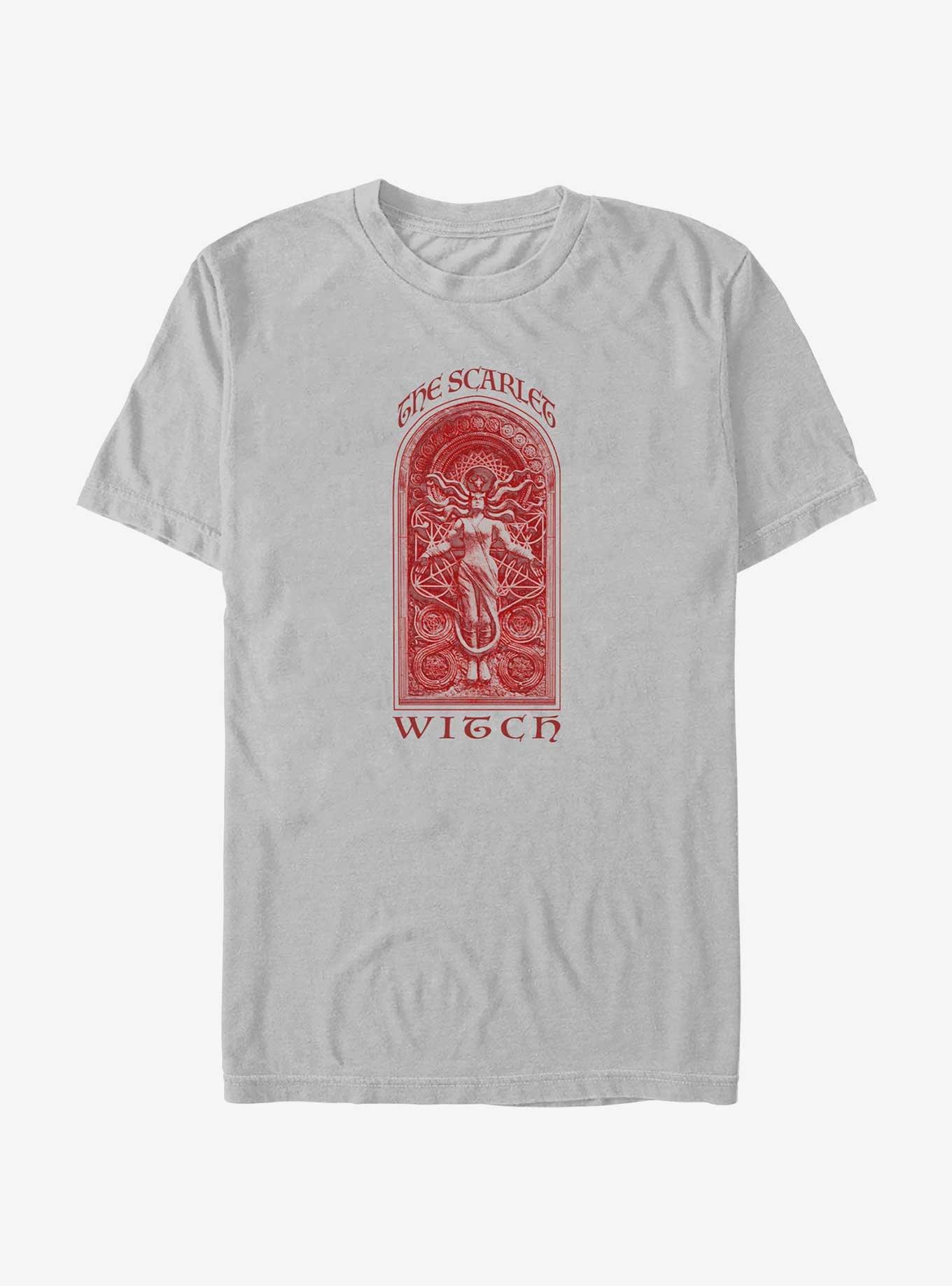 Marvel Doctor Strange in the Multiverse of Madness Scarlet Witch Stone Etched Arch Sculpture Extra Soft T-Shirt, SILVER, hi-res