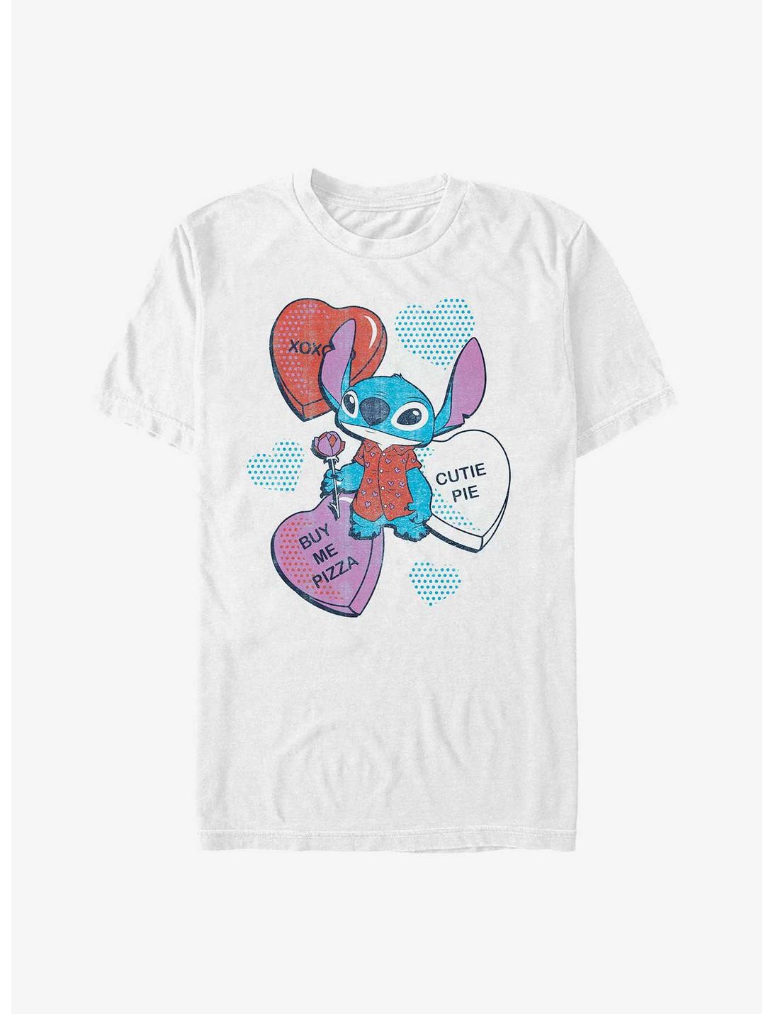 Disney Lilo & Stitch Candy Hearts Valentine Stitch Extra Soft T-Shirt, WHITE, hi-res