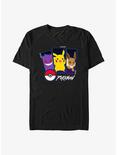 Pokemon Trio Gengar, Pikachu, and Eevee Extra Soft T-Shirt, BLACK, hi-res