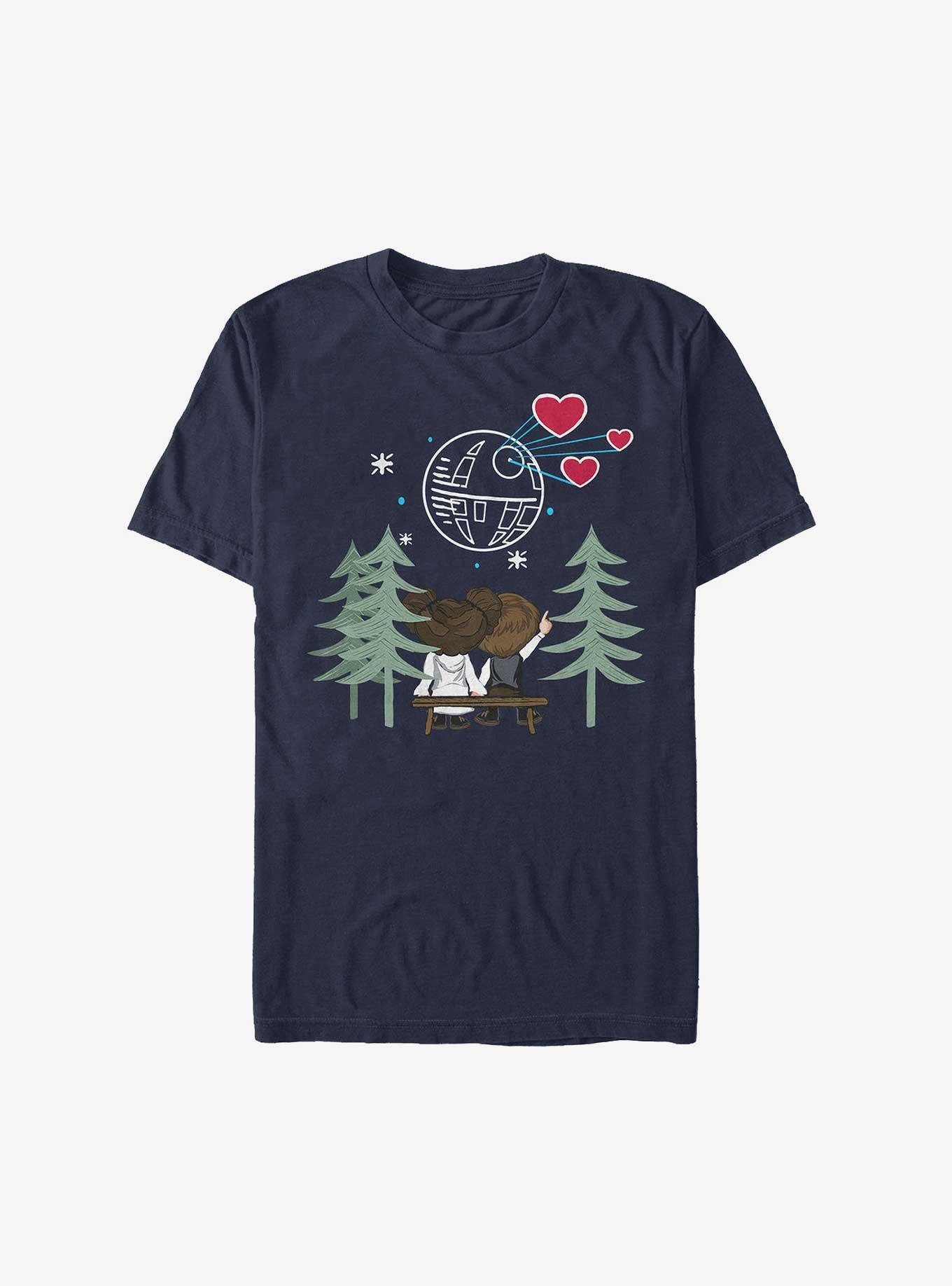 Star Wars Leia and Han Death Star Love Heavyweight T-Shirt
