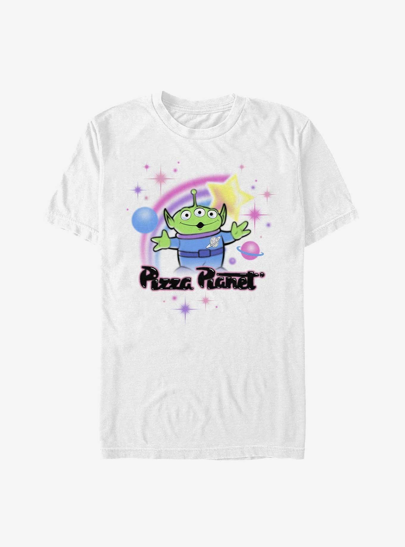 Disney Pixar Toy Story Alien Airbrush Pizza Planet Extra Soft T-Shirt, WHITE, hi-res