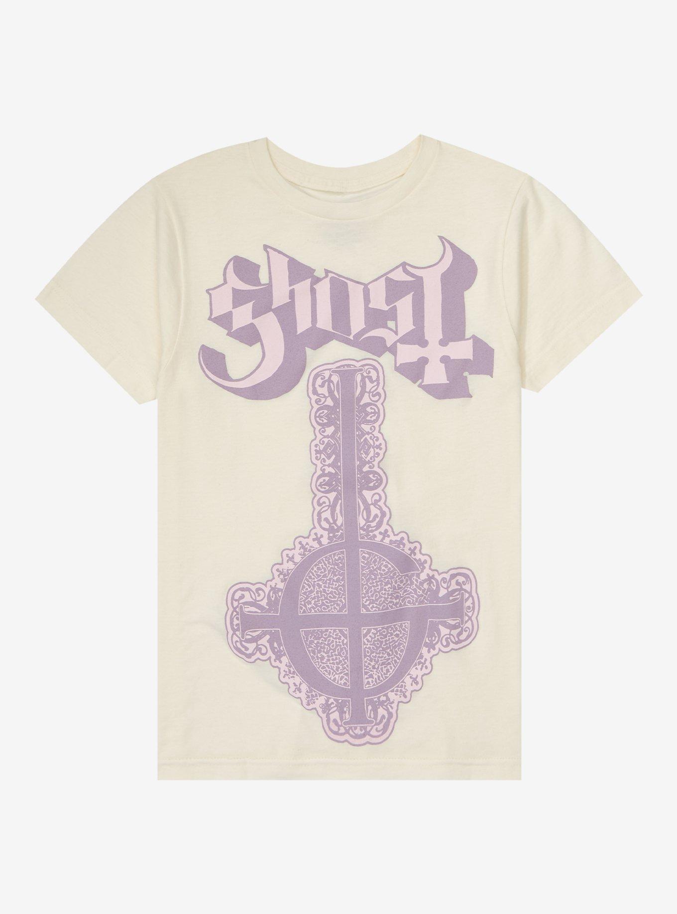 Ghost Pastel Grucifix Boyfriend Fit Girls T-Shirt, NATURAL, hi-res