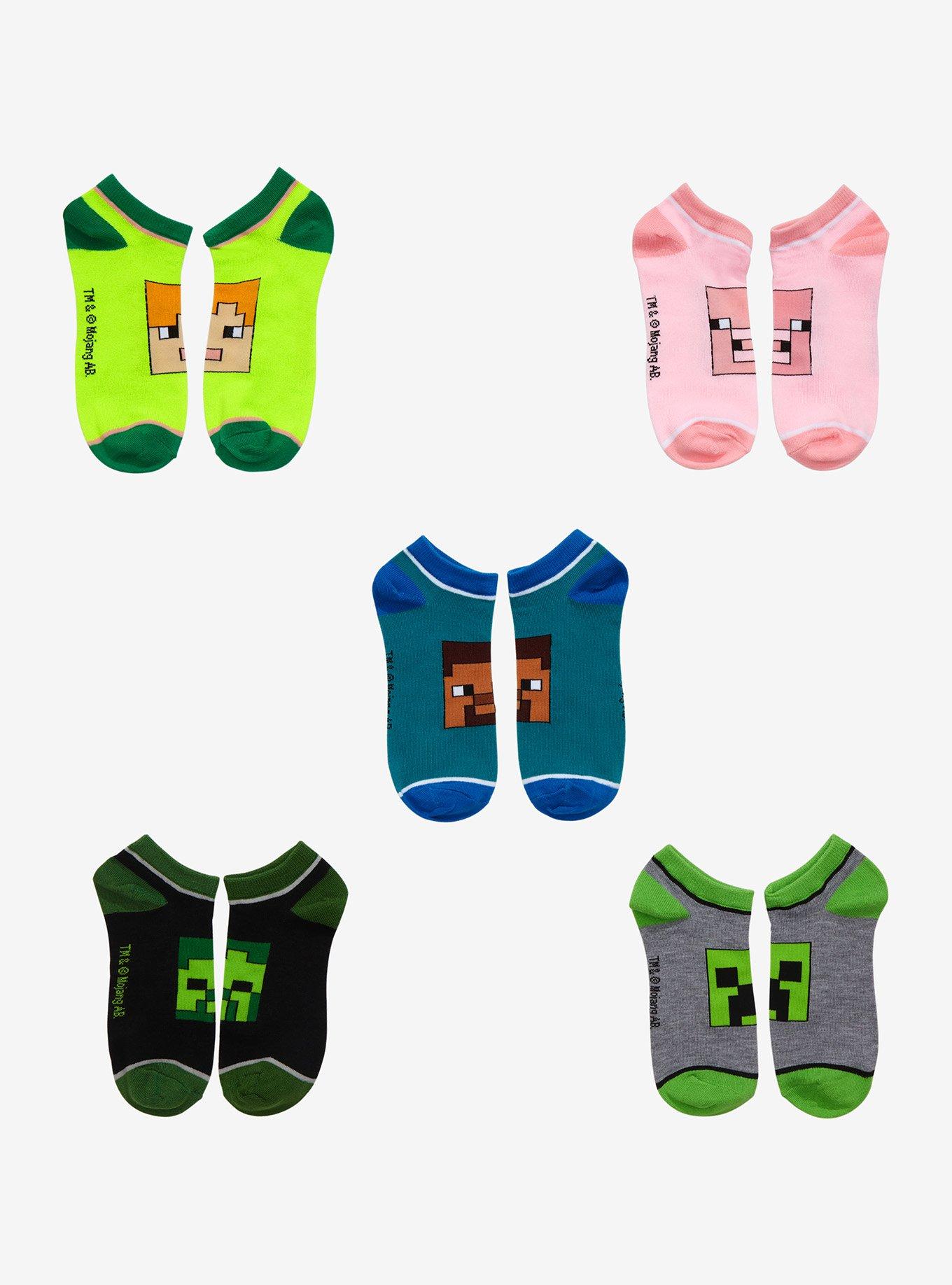 Minecraft Character No-Show Socks 5 Pair, , hi-res