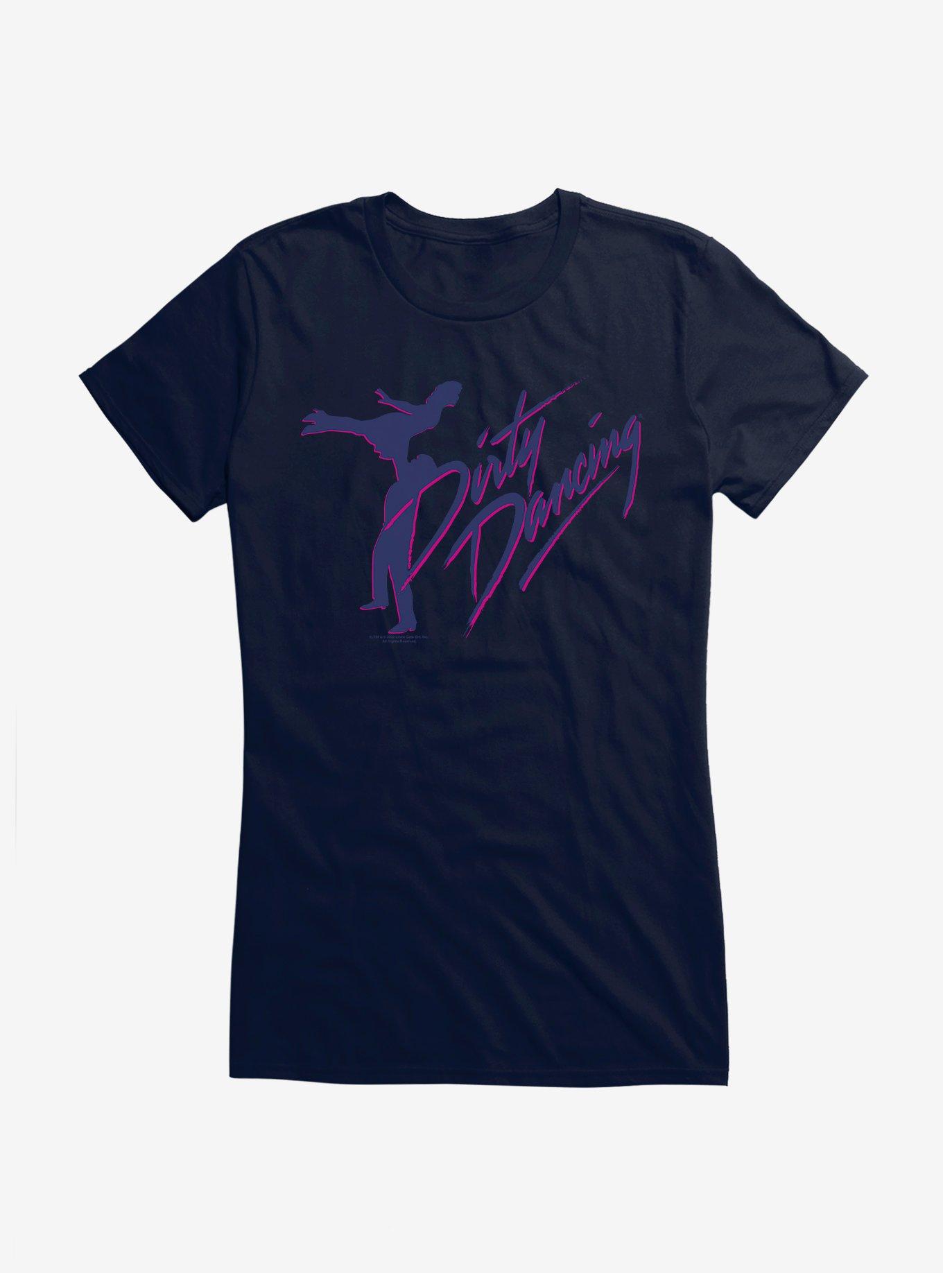 Dirty Dancing Lift Title Silohouette Girls T-Shirt, NAVY, hi-res