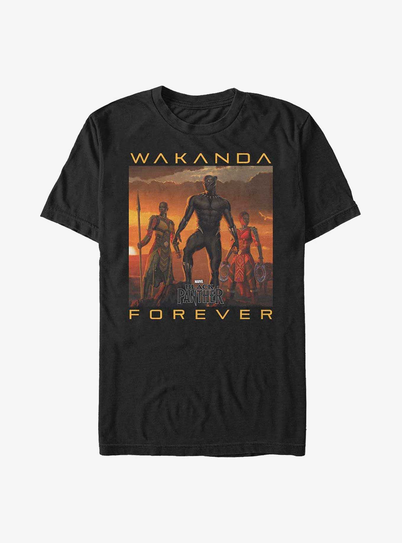 Marvel Black Panther Wakanda Forever T'Challa, Okoye, and Nakia Poster Big & Tall T-Shirt, , hi-res