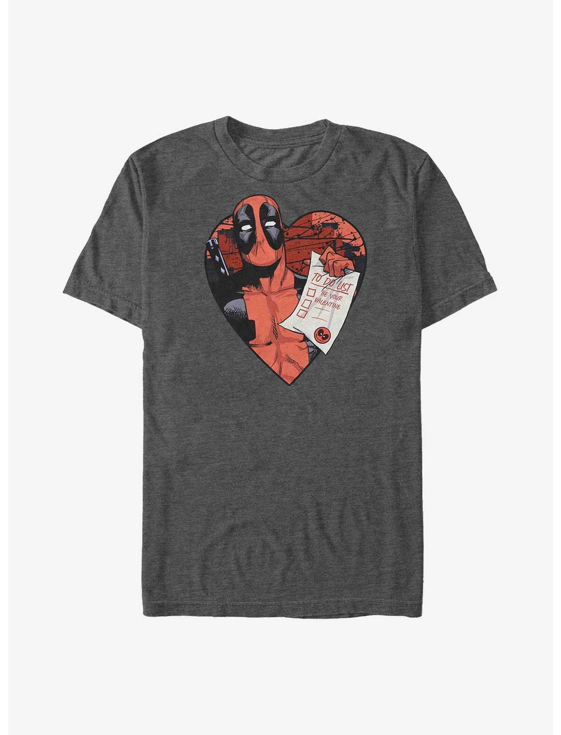 Marvel Deadpool To Do List Be Your Valentine Big & Tall T-Shirt, CHAR HTR, hi-res
