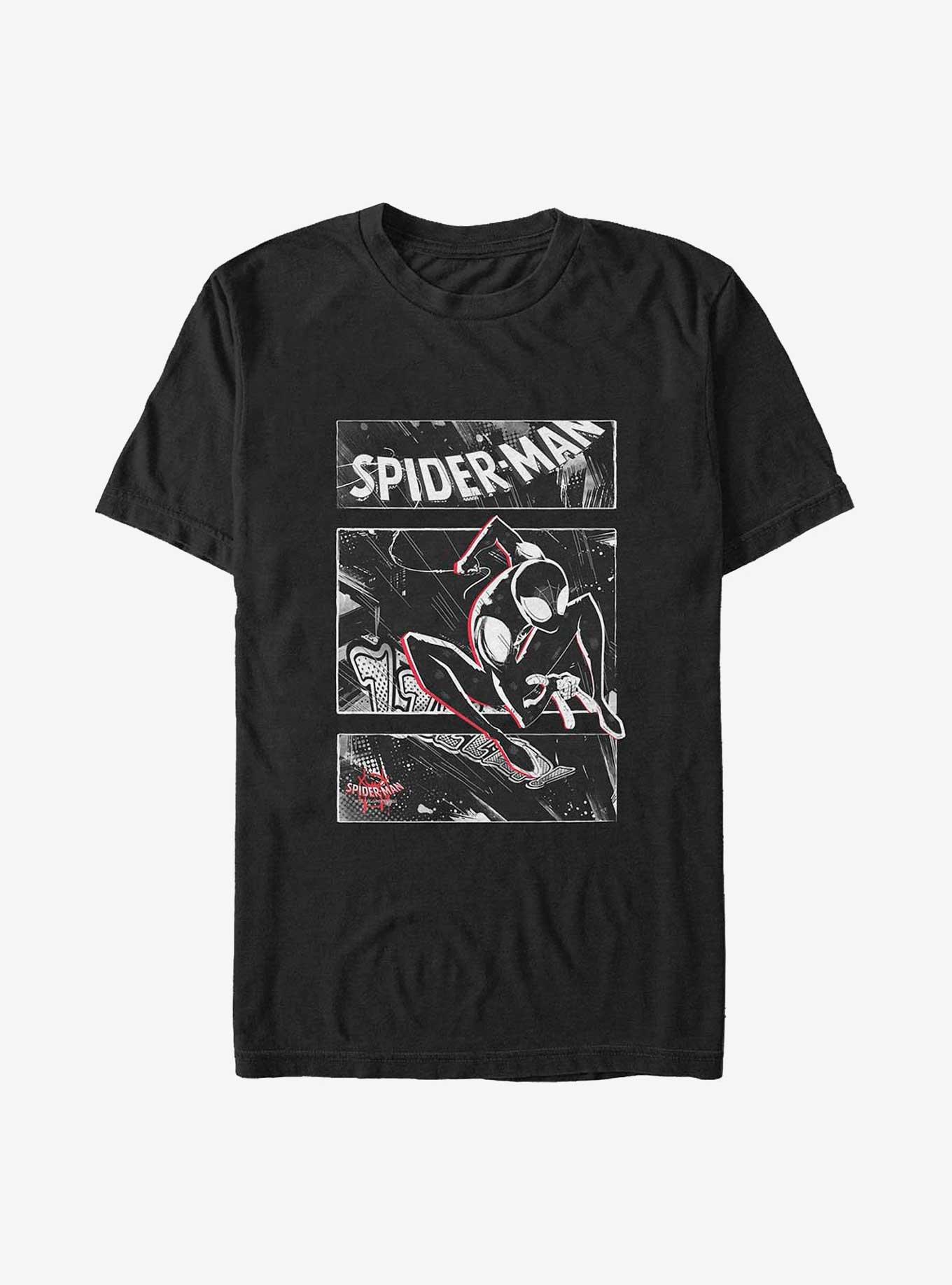 Marvel Spider-Man Miles Morales Swinging Panels Big & Tall T-Shirt, BLACK, hi-res