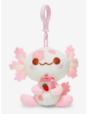 Strawberry Milk Axolotl Plush Keychain, , hi-res