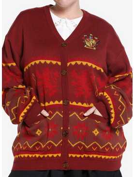 Harry Potter Gryffindor Fair Isle Girls Cardigan Plus Size, , hi-res