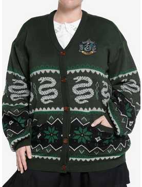 Harry Potter Slytherin Fair Isle Girls Cardigan Plus Size, , hi-res