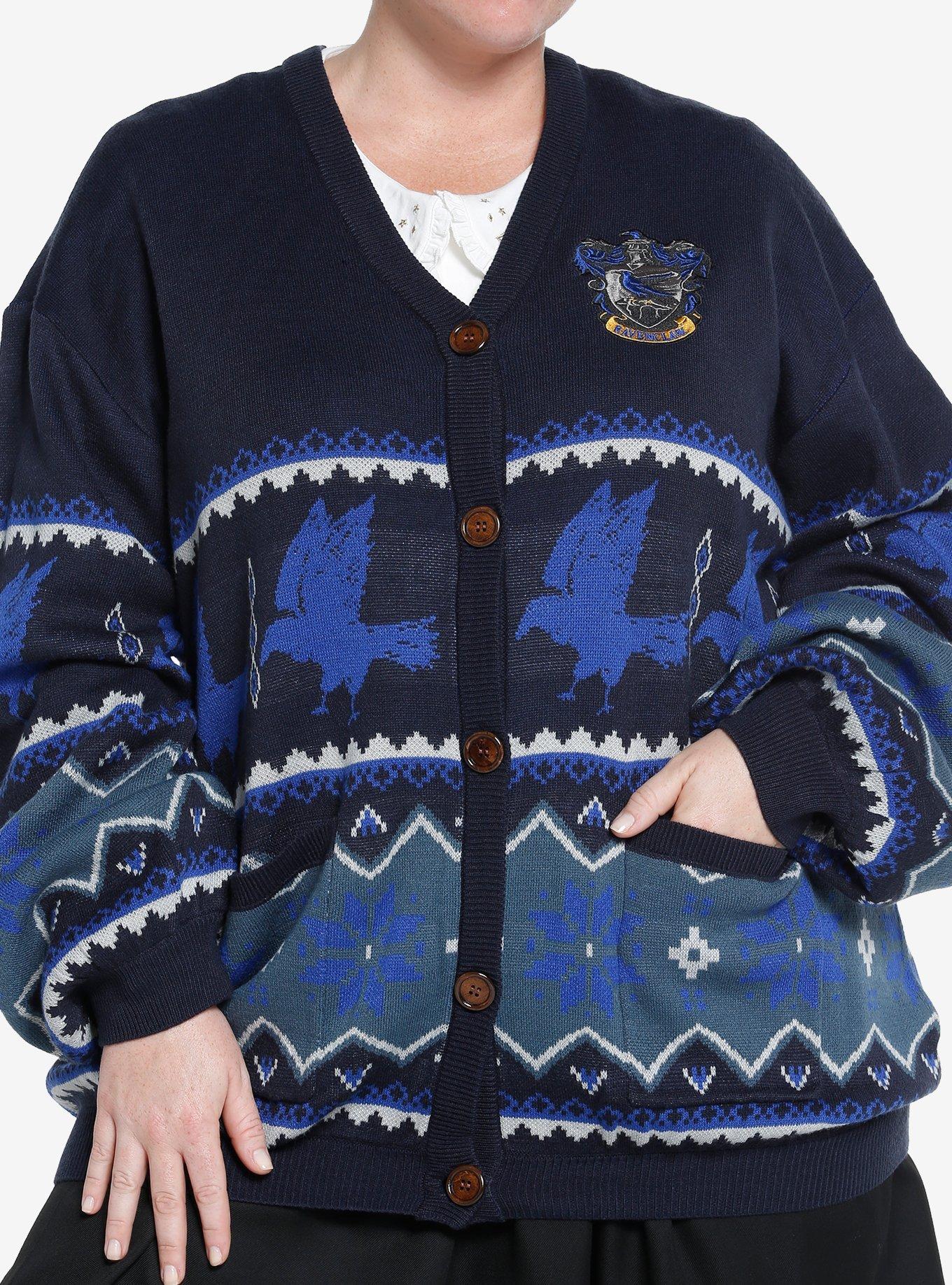 Harry Potter Ravenclaw Fair Isle Girls Cardigan Plus Size, , hi-res