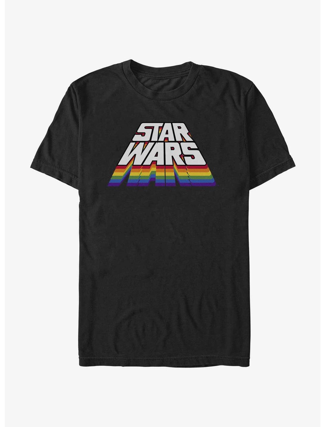 Star Wars Logo Rainbow Stack T-Shirt, BLACK, hi-res