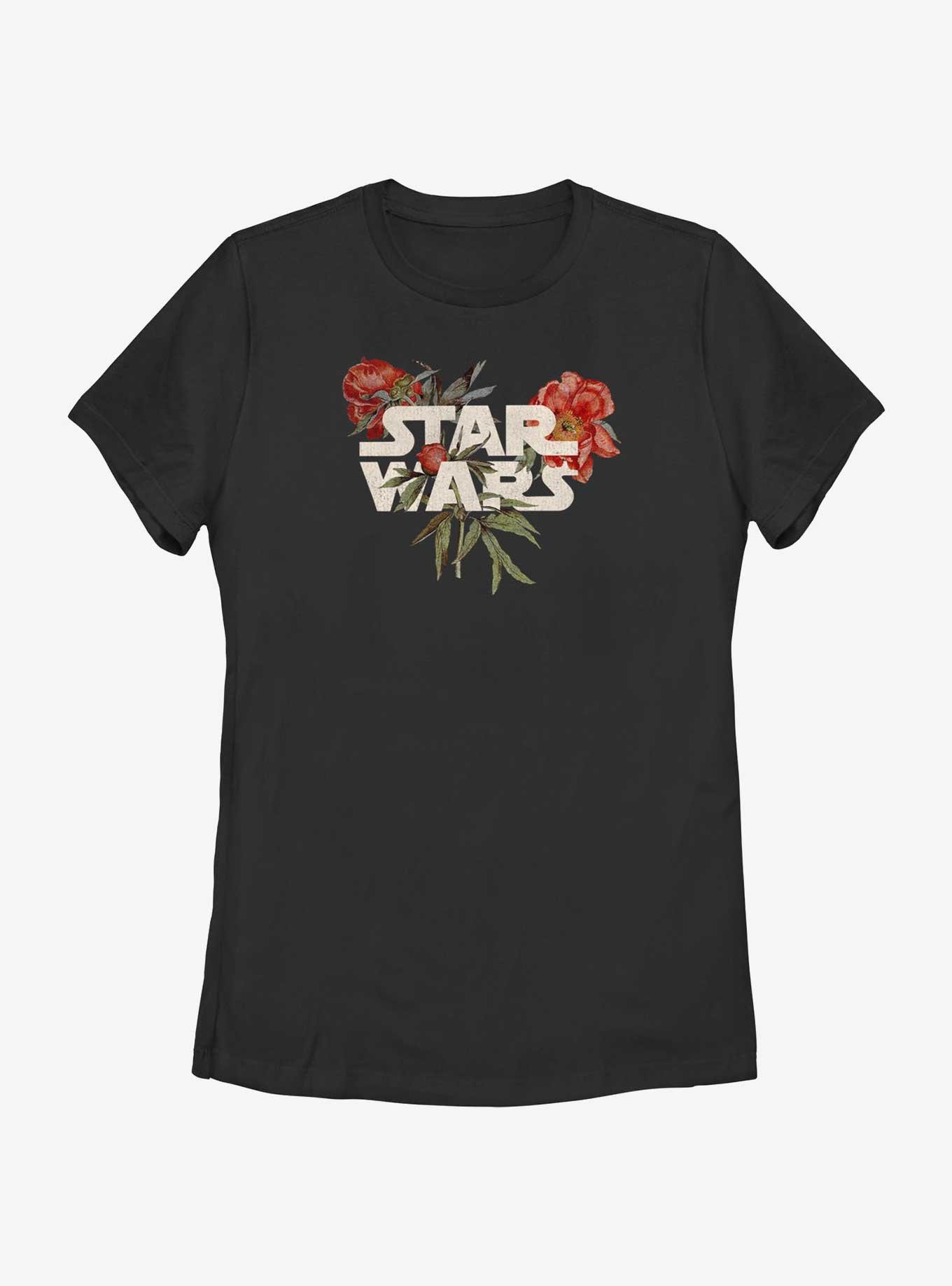 Star Wars Floral Logo Womens T-Shirt, BLACK, hi-res