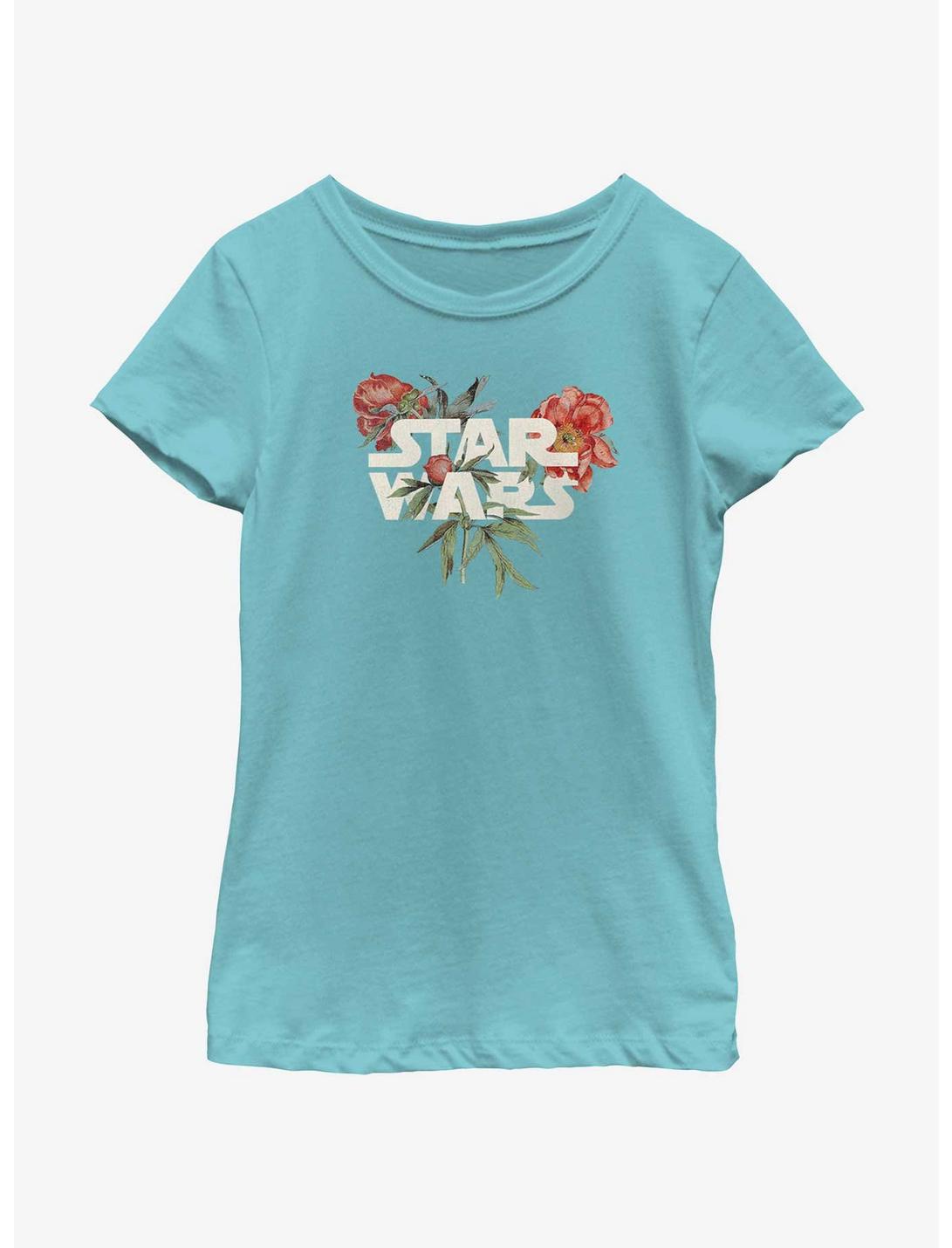 Star Wars Floral Logo Youth Girls T-Shirt, TAHI BLUE, hi-res