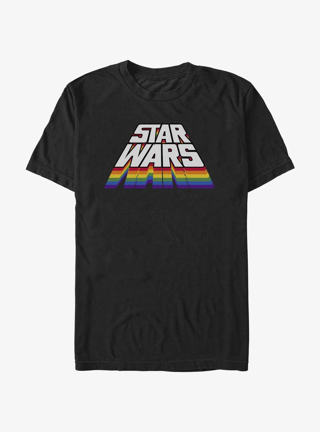 Star Wars Logo Rainbow Stack T-Shirt, BLACK, hi-res