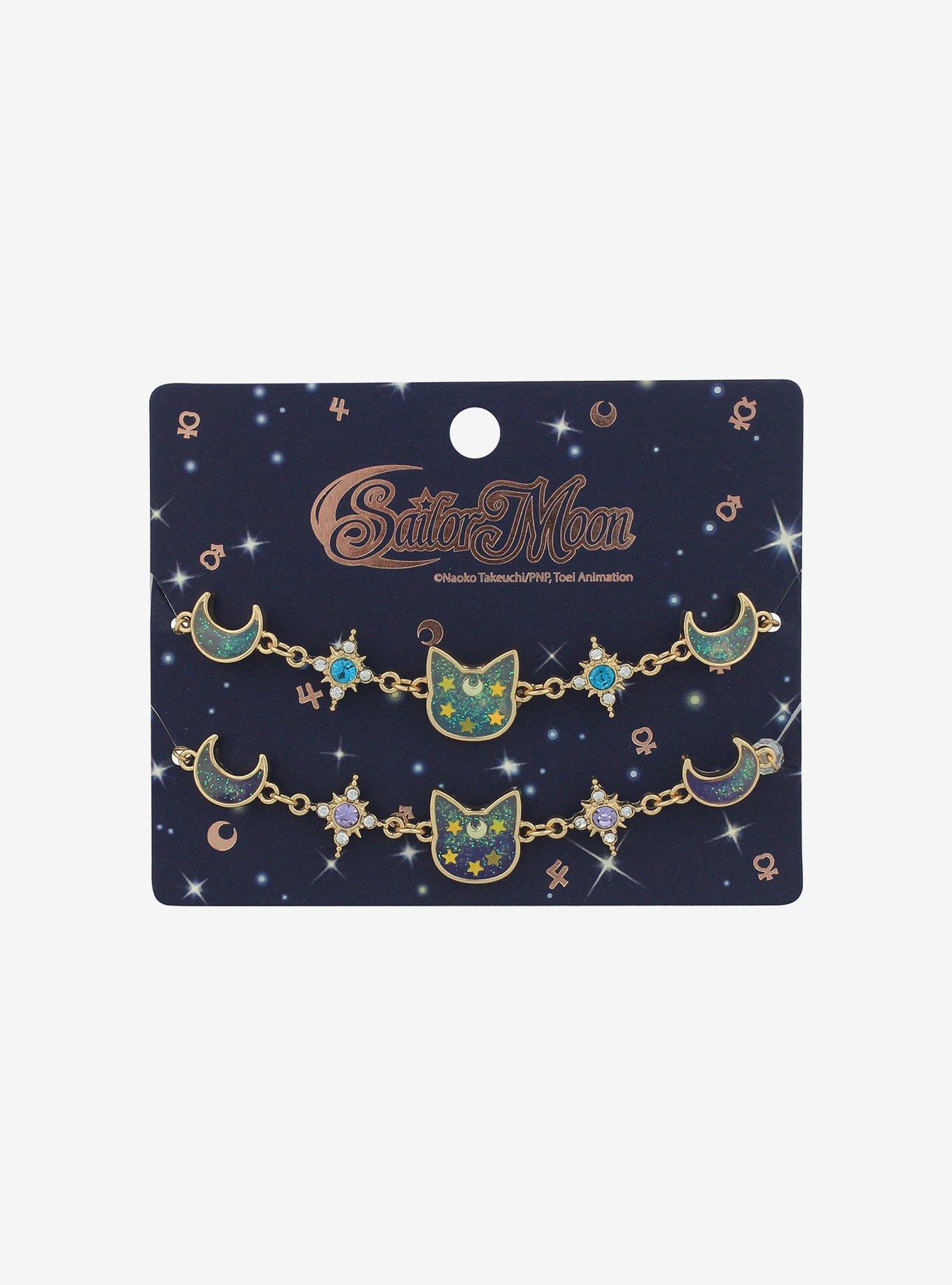 Sailor Moon Luna & Artemis Galaxy Glitter Best Friend Charm Bracelet Set, , hi-res