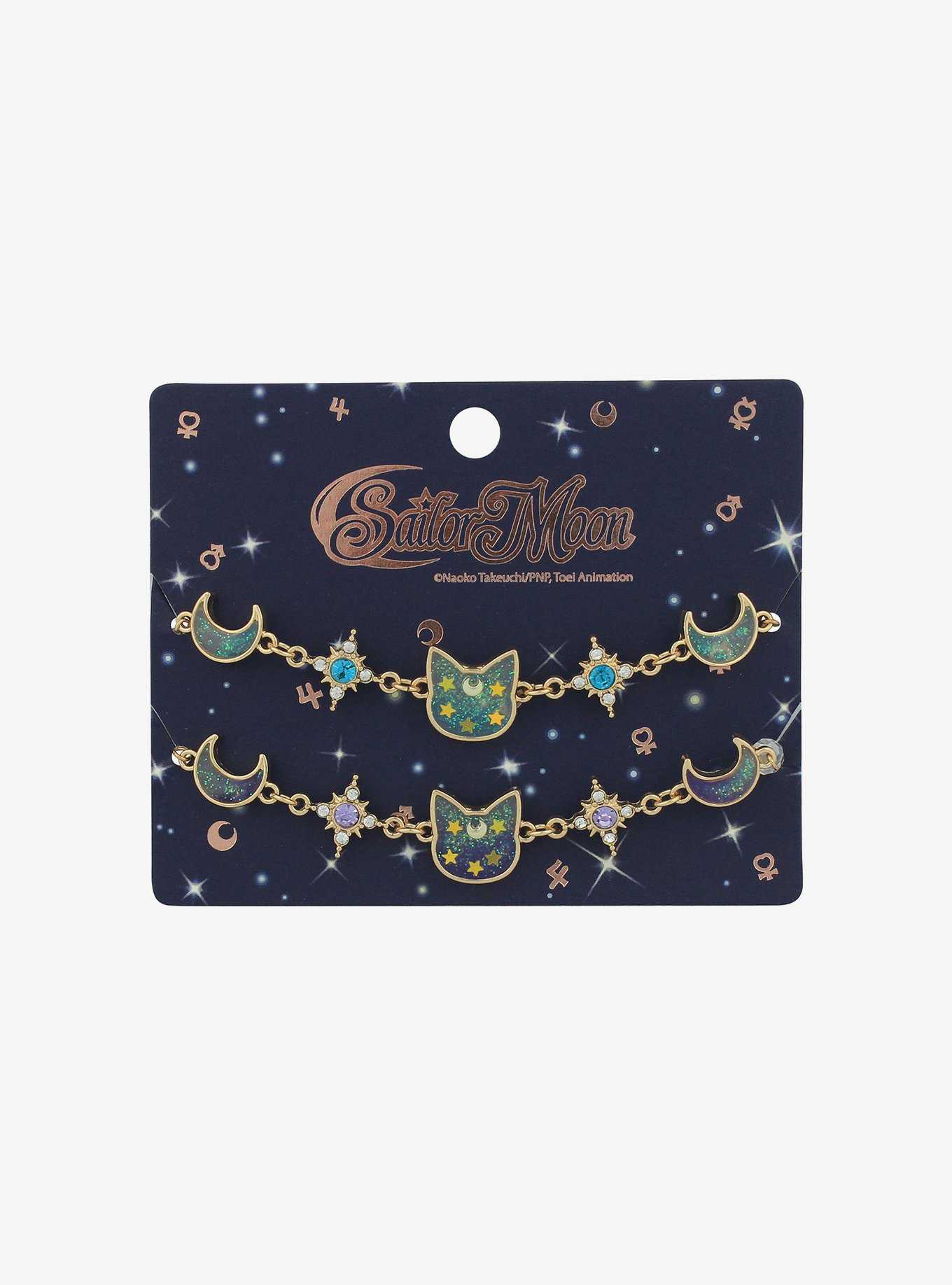 Sailor Moon Luna & Artemis Galaxy Glitter Best Friend Charm Bracelet Set, , hi-res