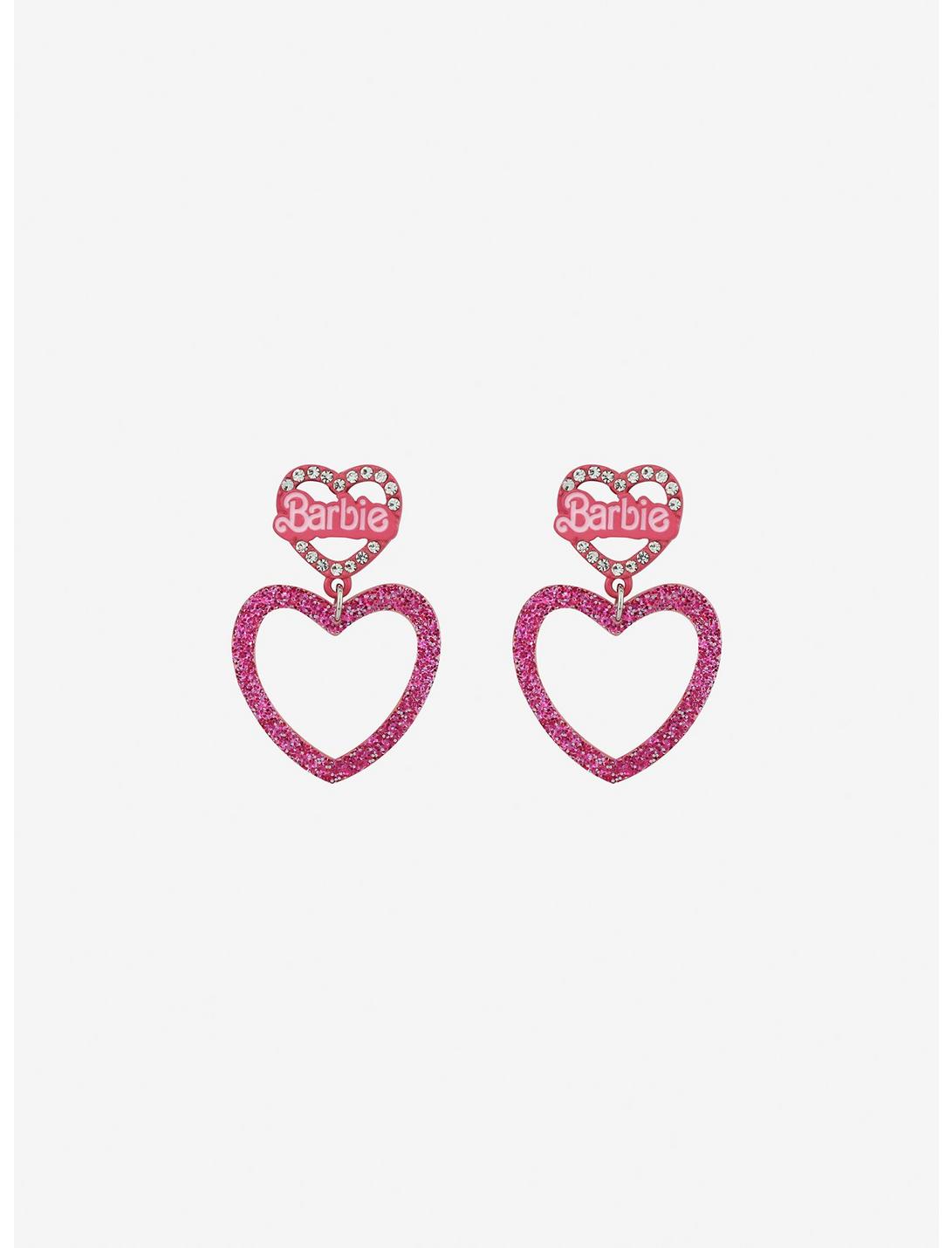 Barbie Bling Glitter Heart Earrings | Hot Topic