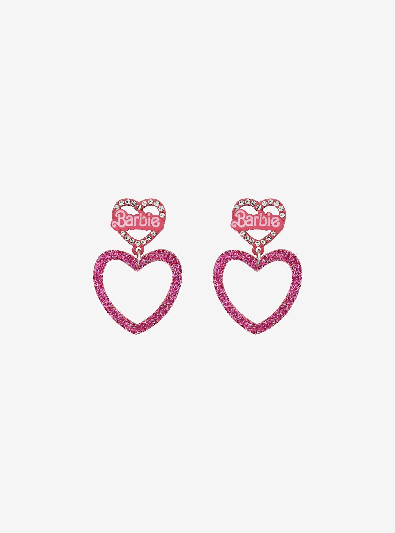 Barbie Bling Glitter Heart Earrings, , hi-res