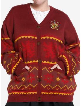 Harry Potter Gryffindor Fair Isle Cardigan Plus Size, , hi-res