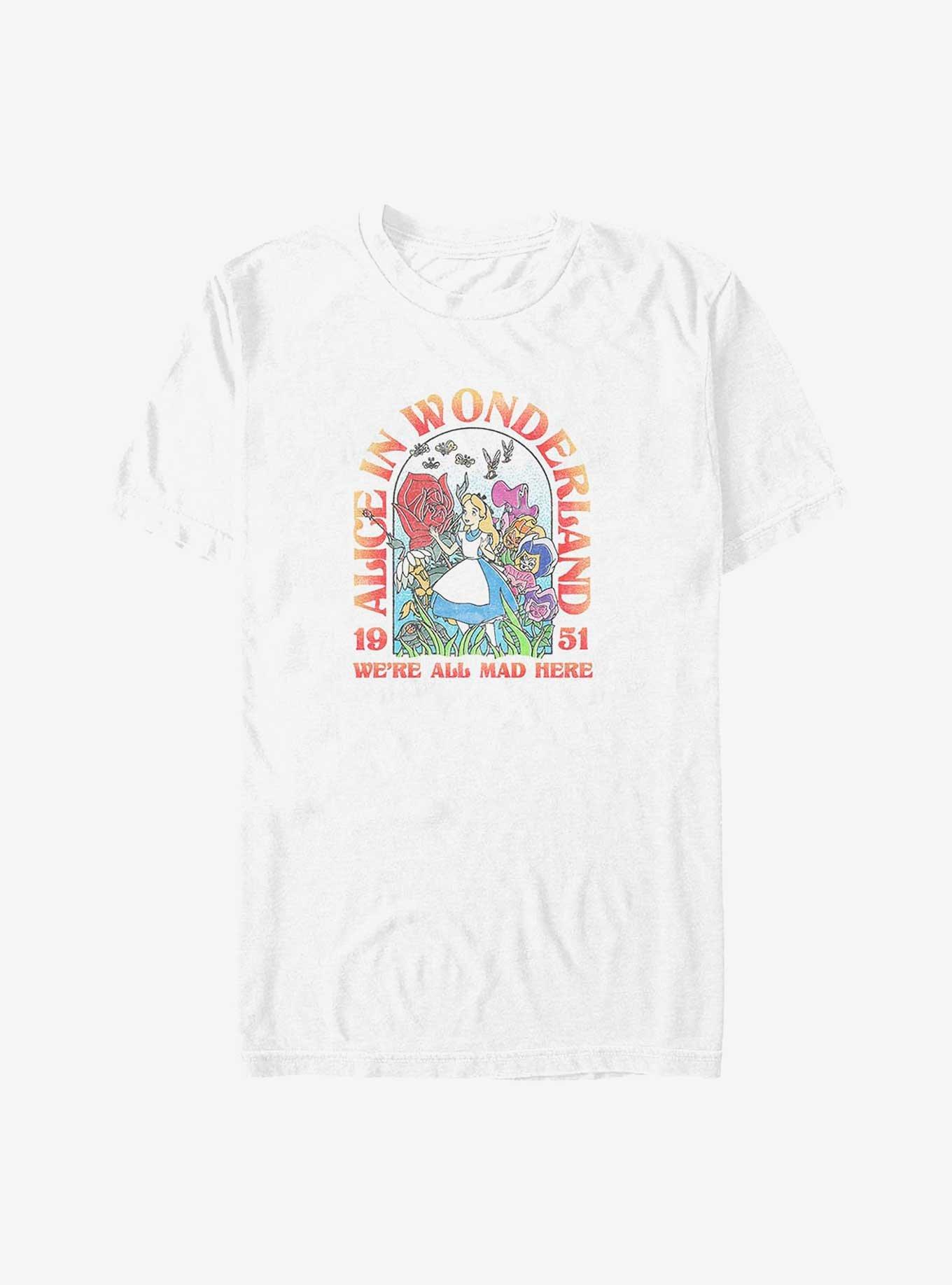 Disney Alice in Wonderland We're All Made Here Arch Poster Big & Tall T-Shirt, WHITE, hi-res