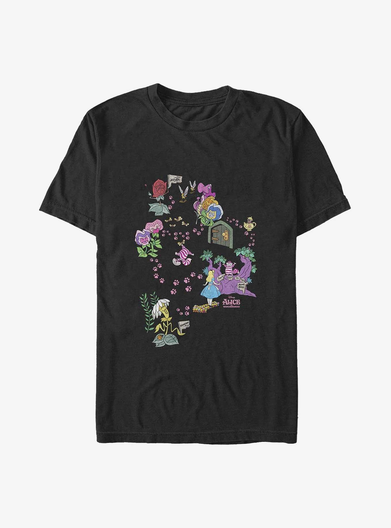 Disney Alice in Wonderland Chesire Map Big & Tall T-Shirt, BLACK, hi-res