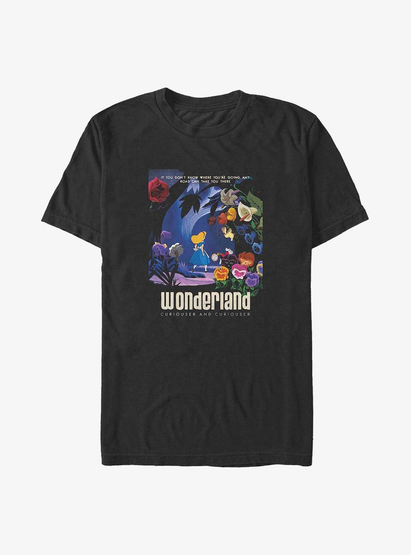 Disney Alice in Wonderland Curiouser and Curiouser Poster Big & Tall T-Shirt, BLACK, hi-res
