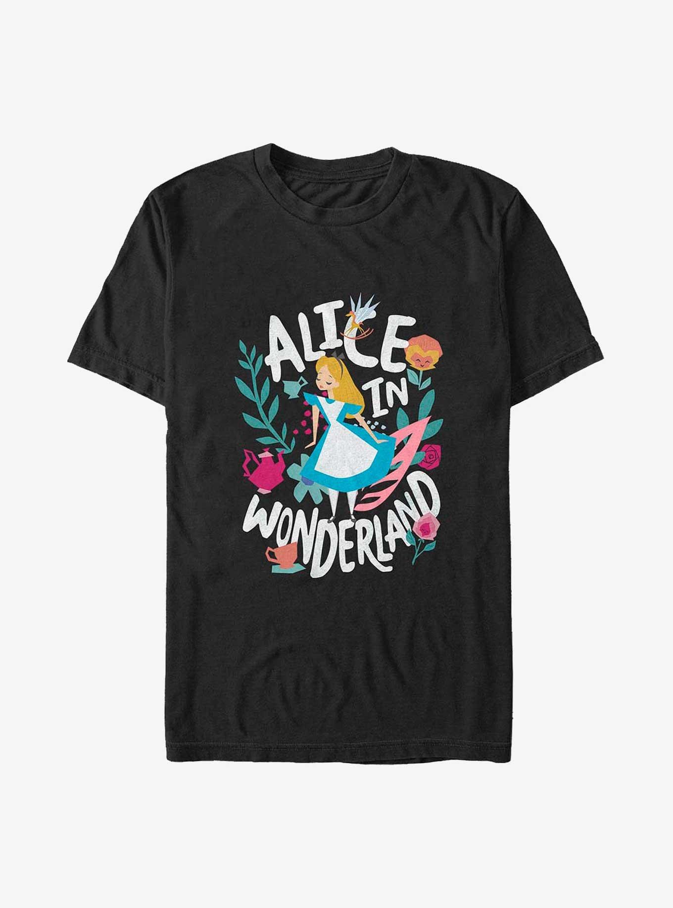 Disney Alice in Wonderland Cut Out Poster Big & Tall T-Shirt, BLACK, hi-res