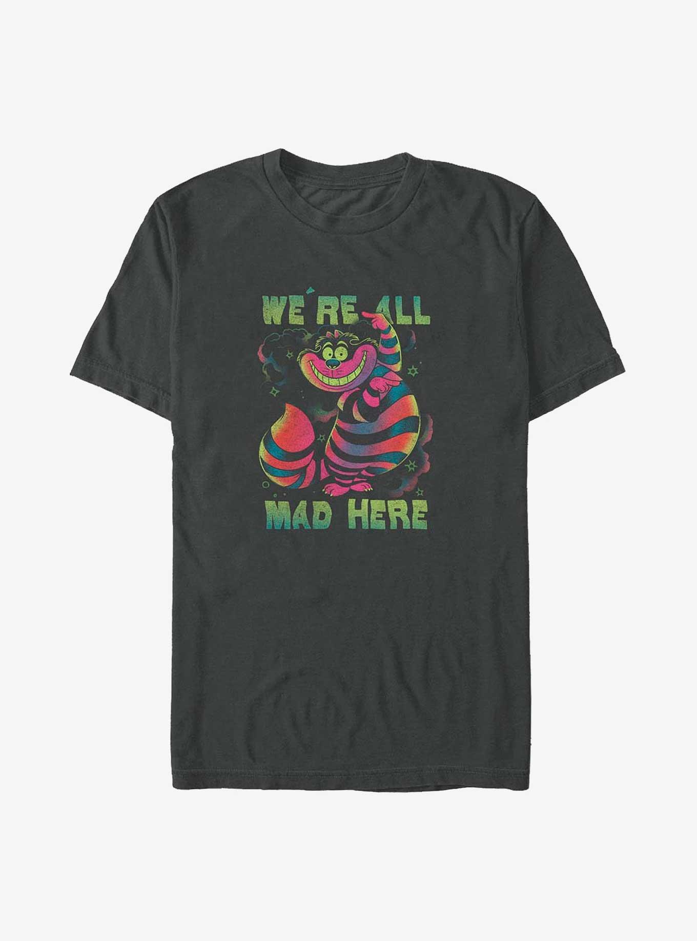 Disney Alice Wonderland Psychedelic Cheshire We're All Mad Here Big & Tall T-Shirt