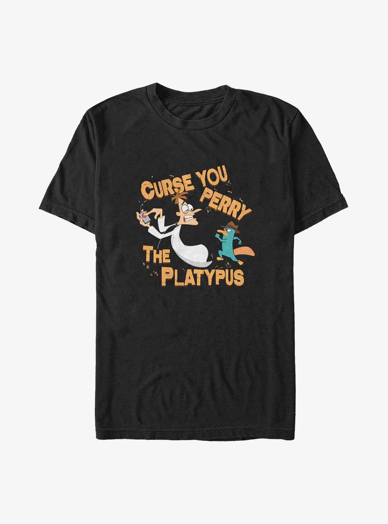Disney Phineas and Ferb Curse You Perry The Platypus Big & Tall T-Shirt, BLACK, hi-res
