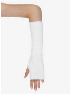 White Fuzzy Arm Warmers, , hi-res