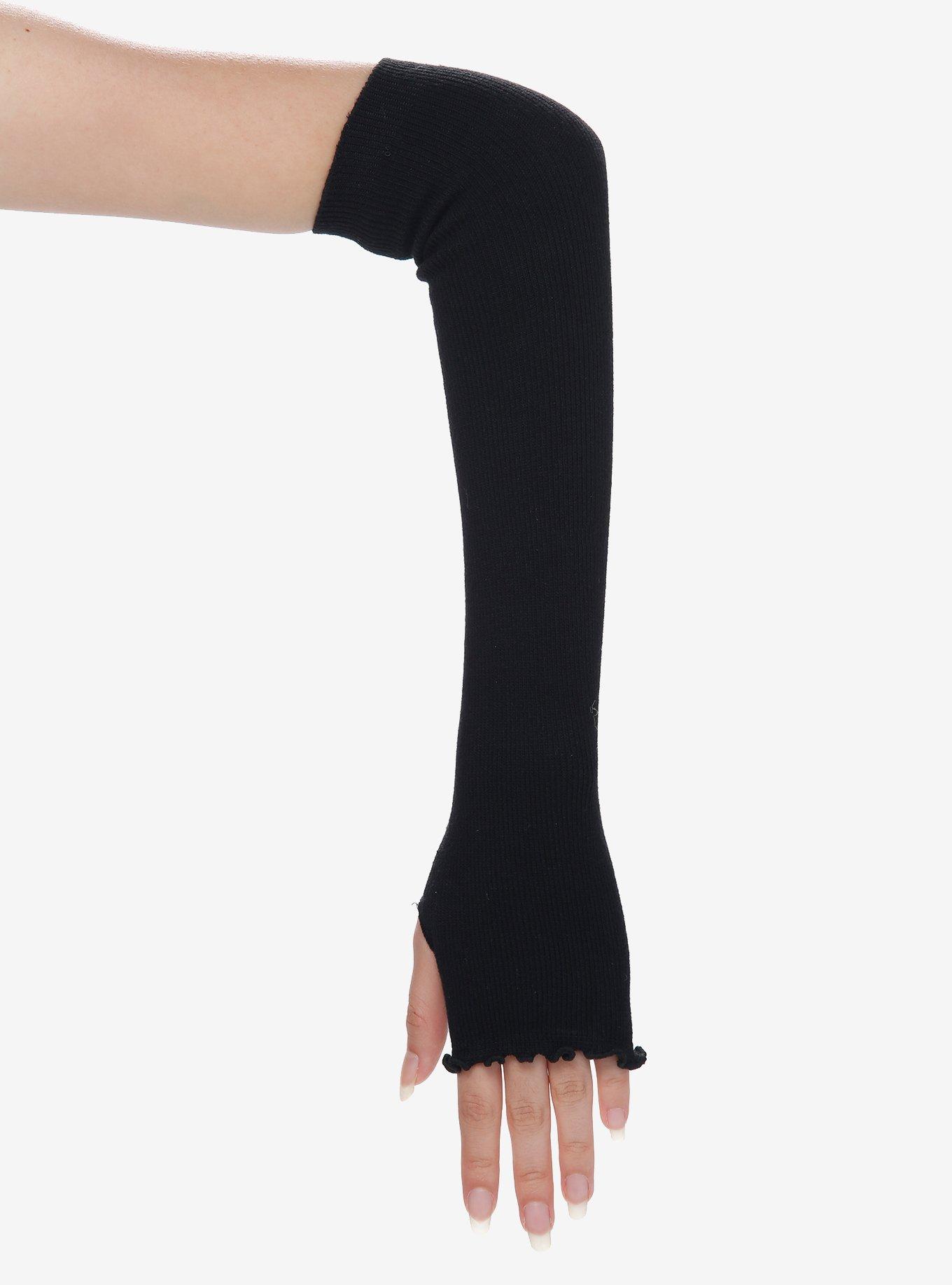 Black Lettuce Trim Ribbed Arm Warmers | Hot Topic