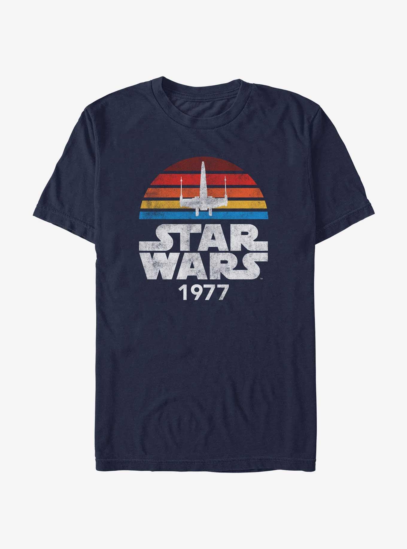 Star Wars Logo Rainbow Sun T-Shirt, NAVY, hi-res