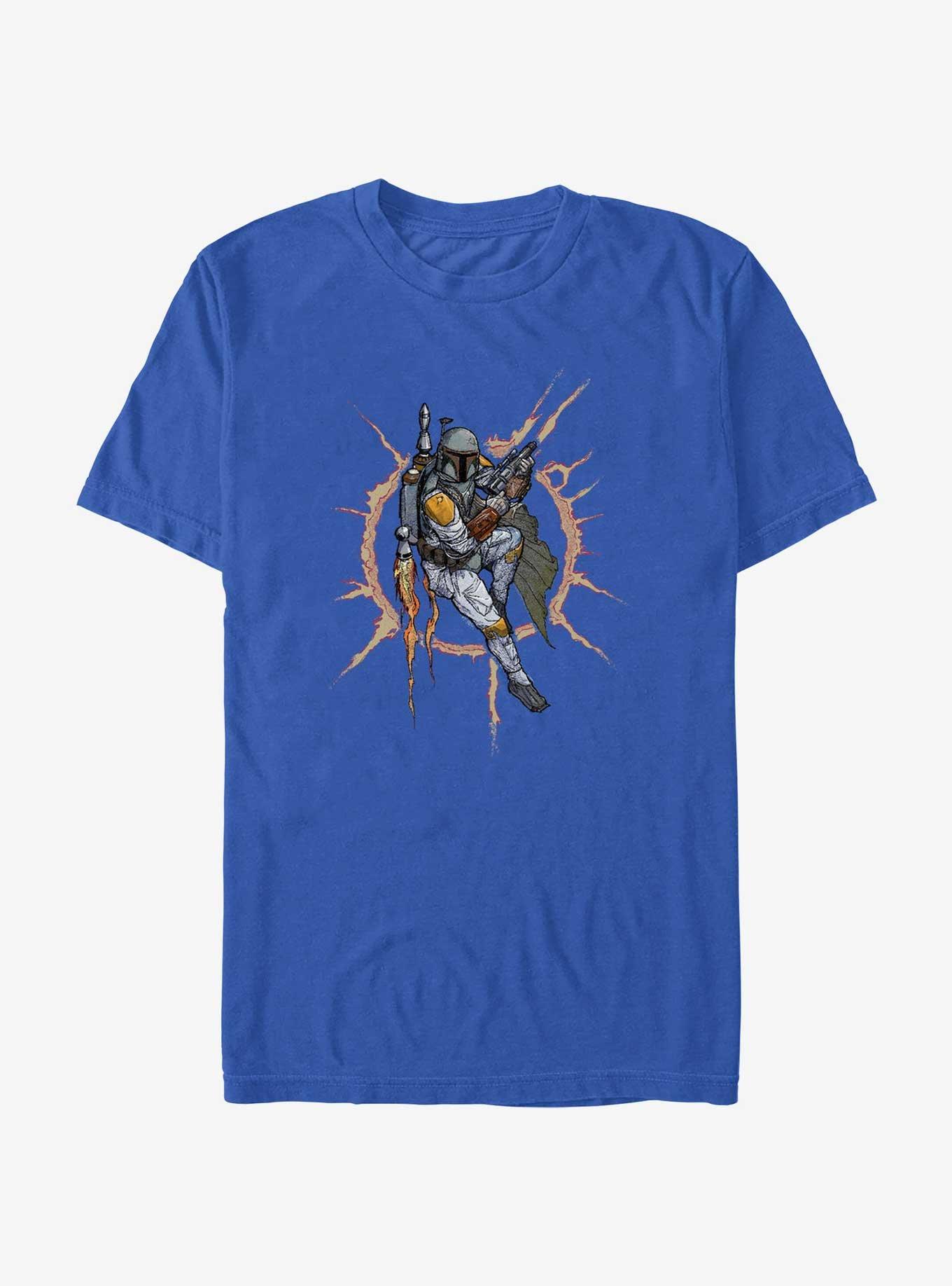 Star Wars Sketched Boba Fett T-Shirt, ROYAL, hi-res