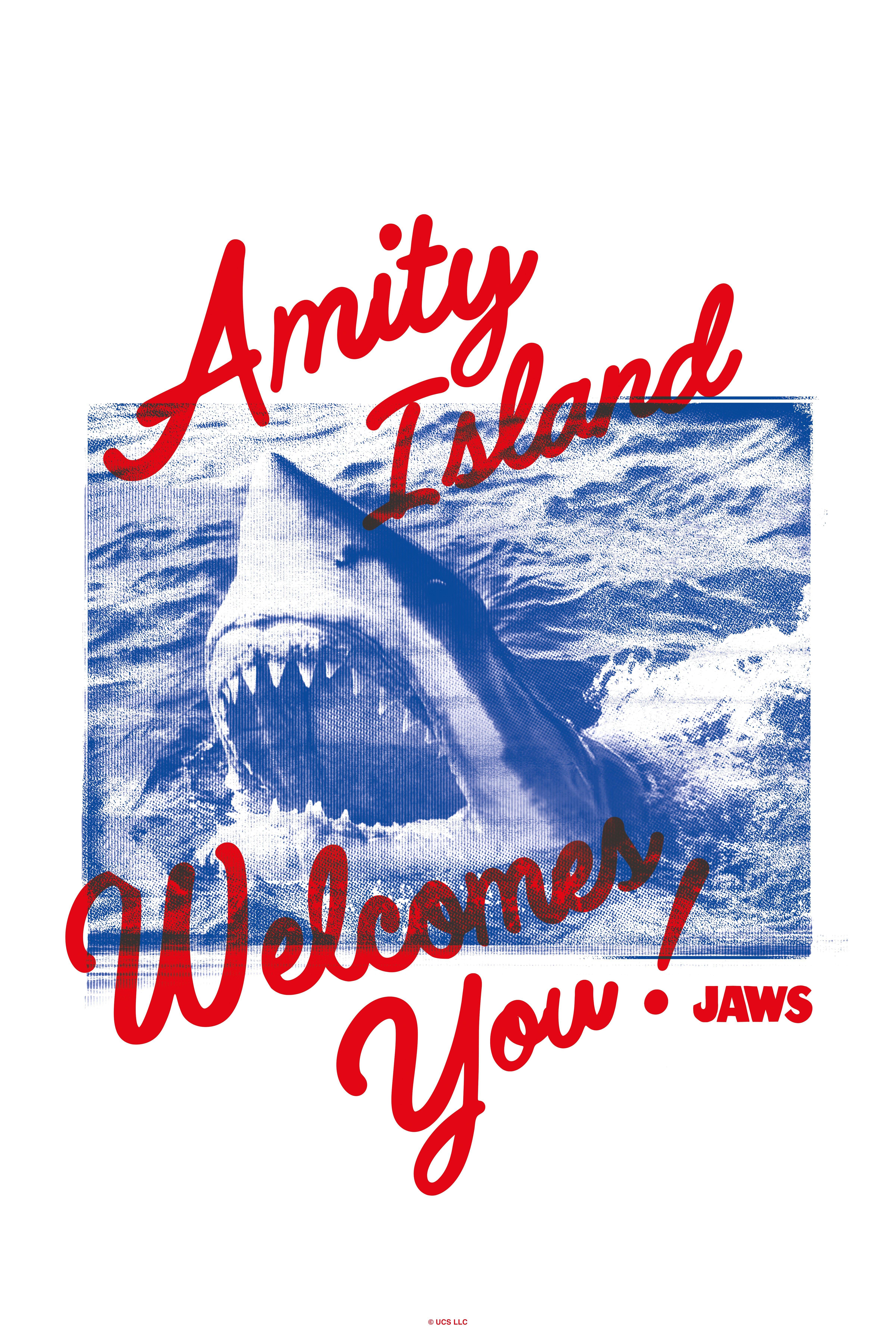 Jaws Amity Island Welcomes You! Poster , WHITE, hi-res