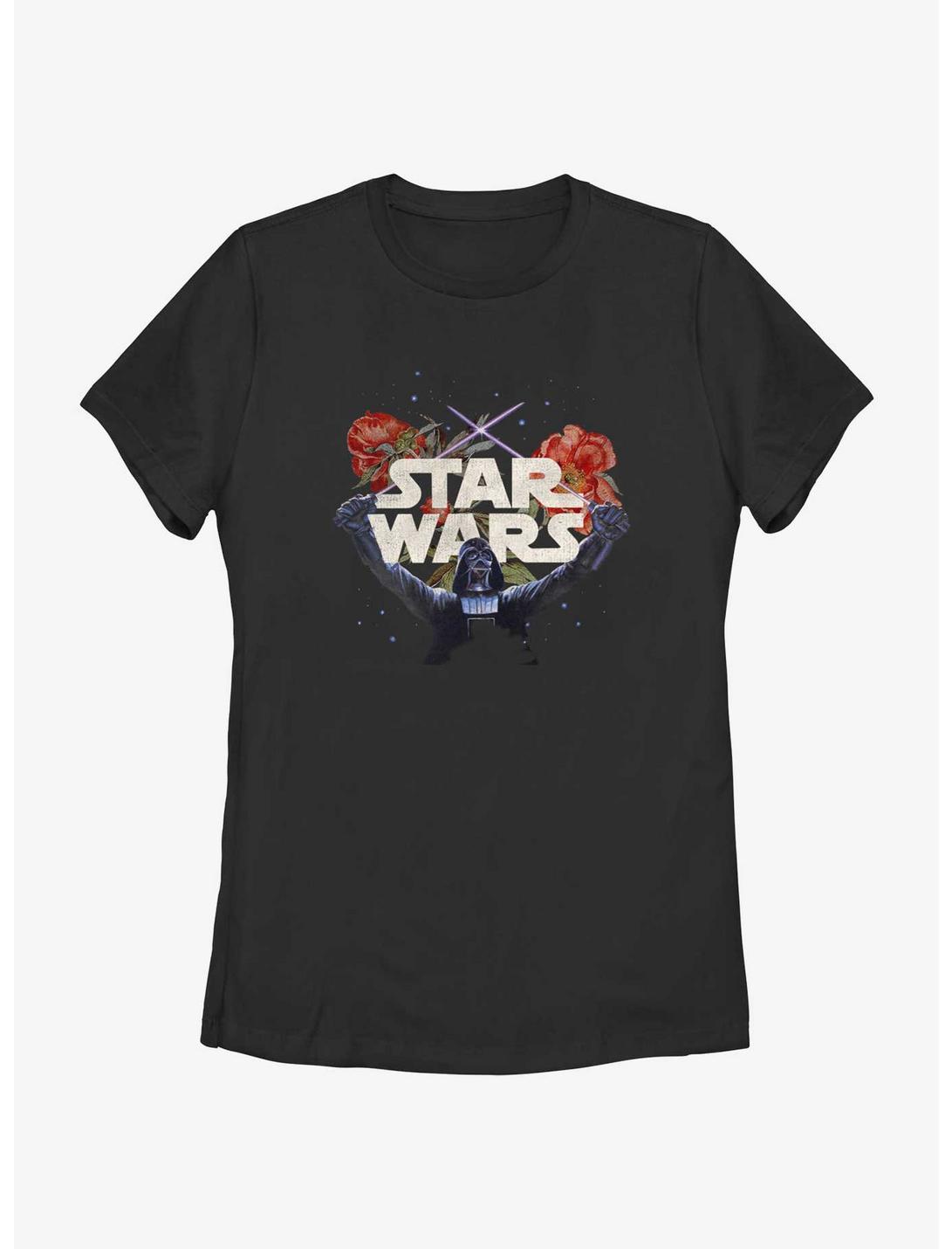 Star Wars Floral Darth Vader Womens T-Shirt, BLACK, hi-res