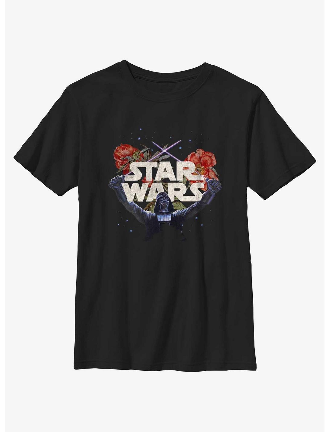 Star Wars Floral Darth Vader Youth T-Shirt, BLACK, hi-res