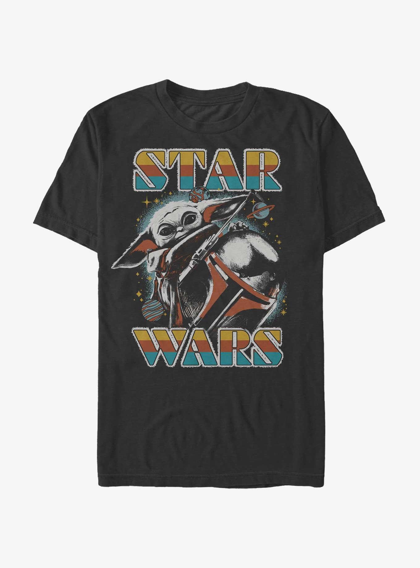 BoxLunch And Galaxy Star BLACK Portrait Mandalorian - Grogu T-Shirt Wars | The