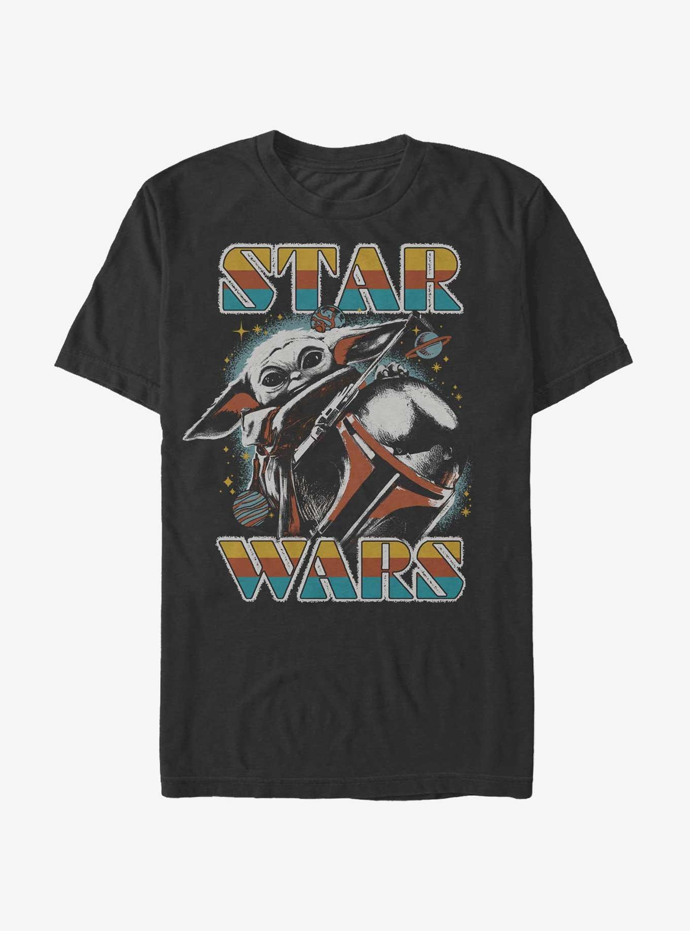 Star Wars The Mandalorian And Grogu Galaxy Portrait T-Shirt, BLACK, hi-res