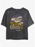 Star Wars The Mandalorian Grogu The Child Vintage Mineral Wash Crop Womens T-Shirt, BLACK, hi-res