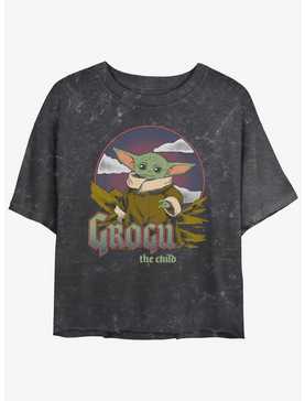 Star Wars The Mandalorian Grogu The Child Vintage Mineral Wash Crop Womens T-Shirt, , hi-res