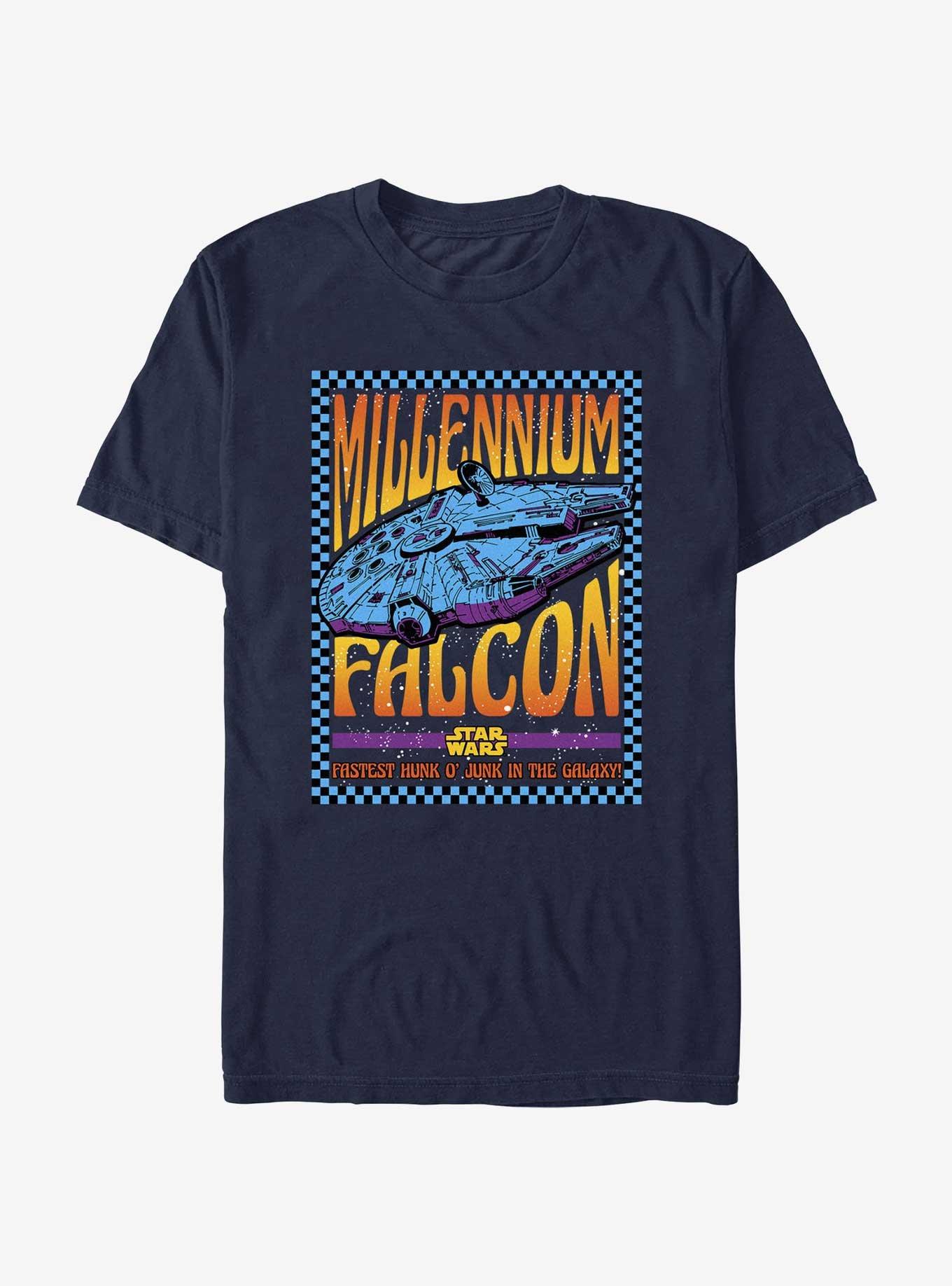 Star Wars Millennium Falcon Groovy Poster T-Shirt, NAVY, hi-res