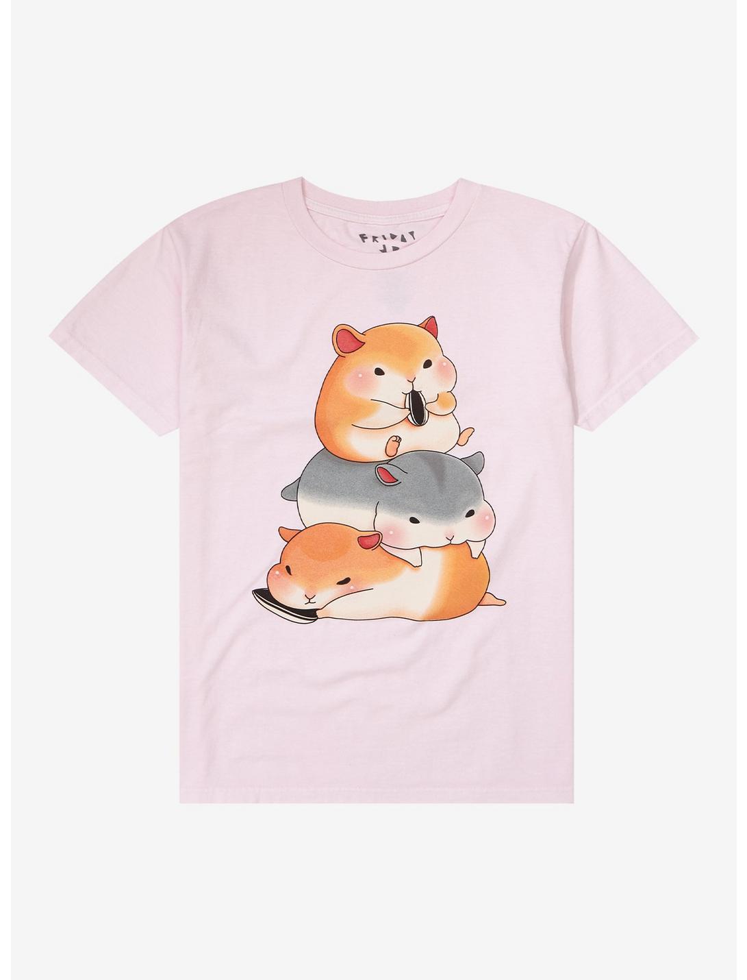 Kawaii Hamster Pile Boyfriend Fit Girls T-Shirt, MULTI, hi-res