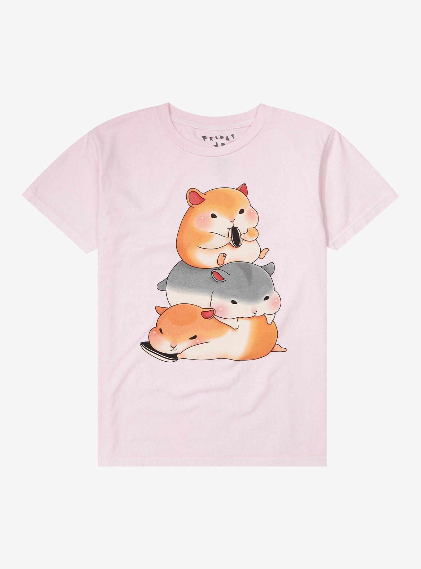 Kawaii Hamster Pile Boyfriend Fit Girls T-Shirt, MULTI, hi-res