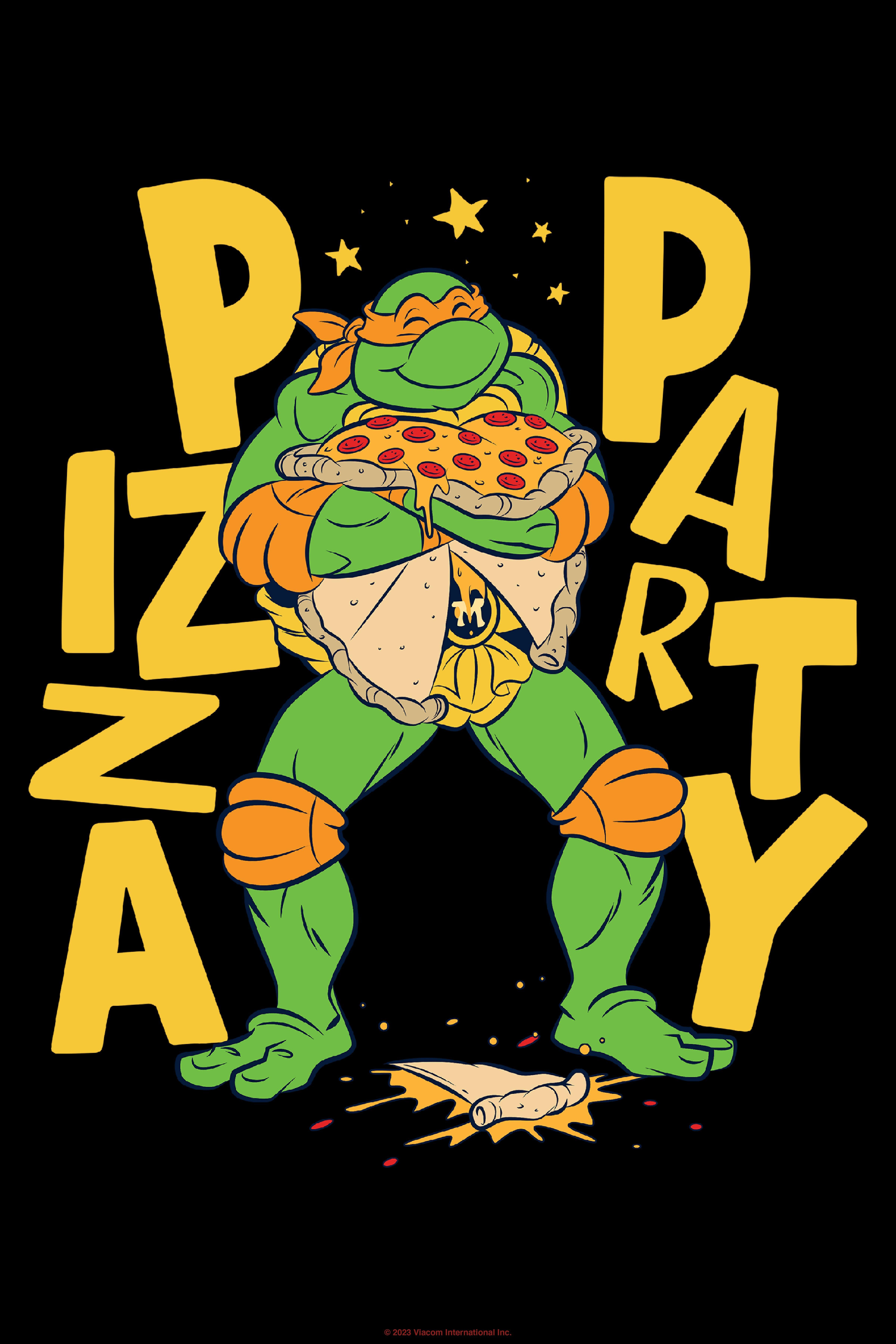 Teenage Mutant Ninja Turtles Men's 40th Birthday Pizza Party T-Shirt Black