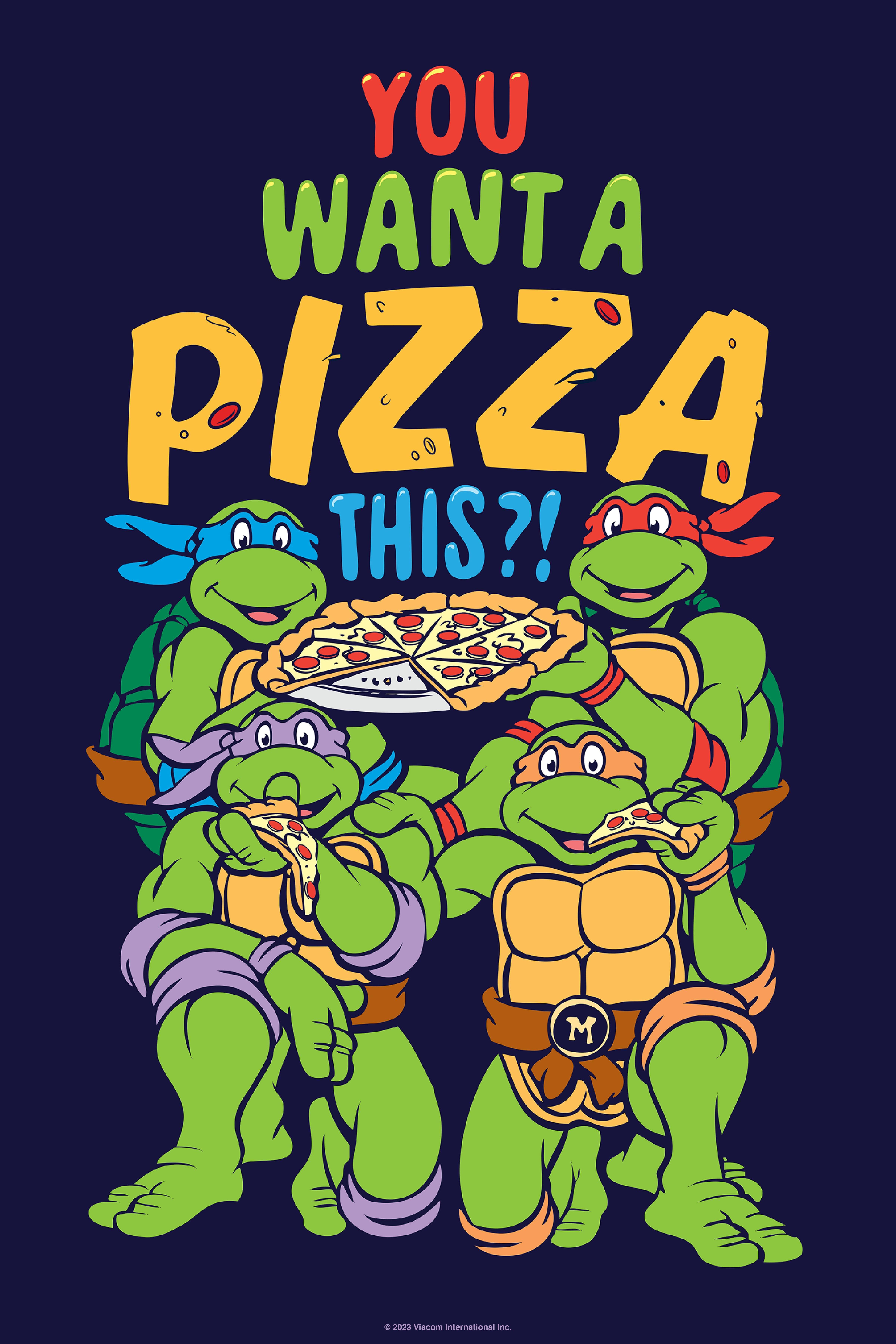 Boy's Teenage Mutant Ninja Turtles 5th Birthday Pizza Party T-Shirt - Navy  Blue - X Small