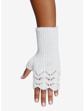 White Crochet Lace Fingerless Gloves, , hi-res