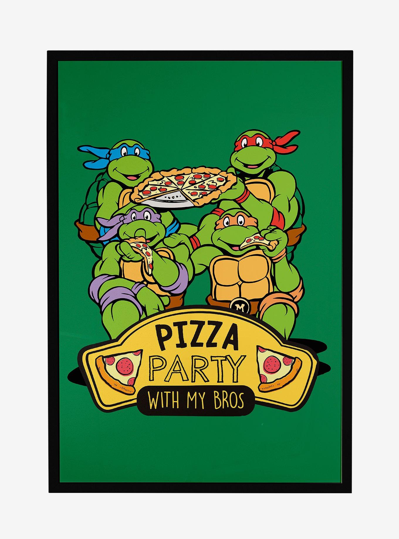 Teenage Mutant Ninja Turtles Pizza Party Framed Poster, BLACK, hi-res