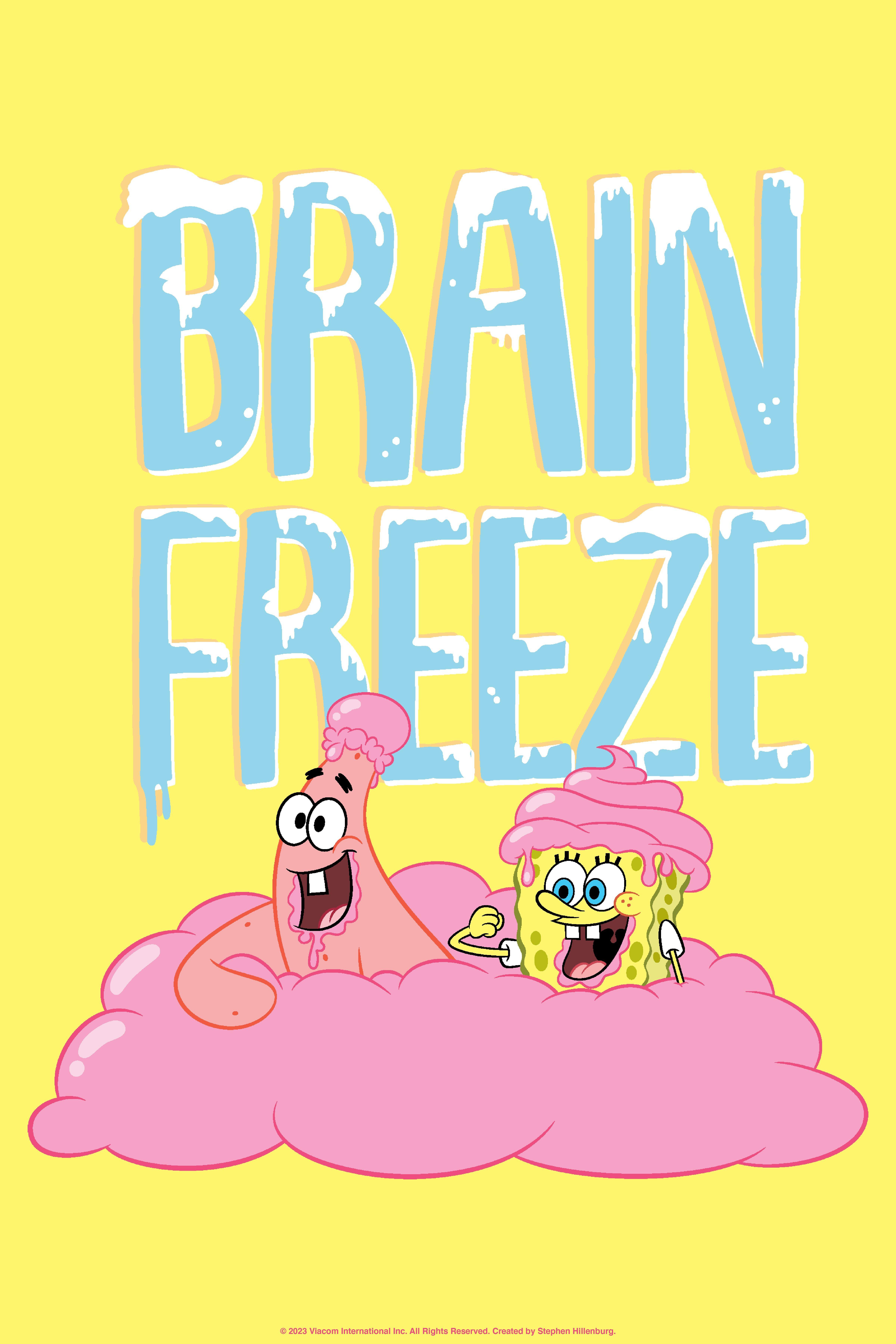 Spongebob Squarepants Brain Freeze Poster, WHITE, hi-res