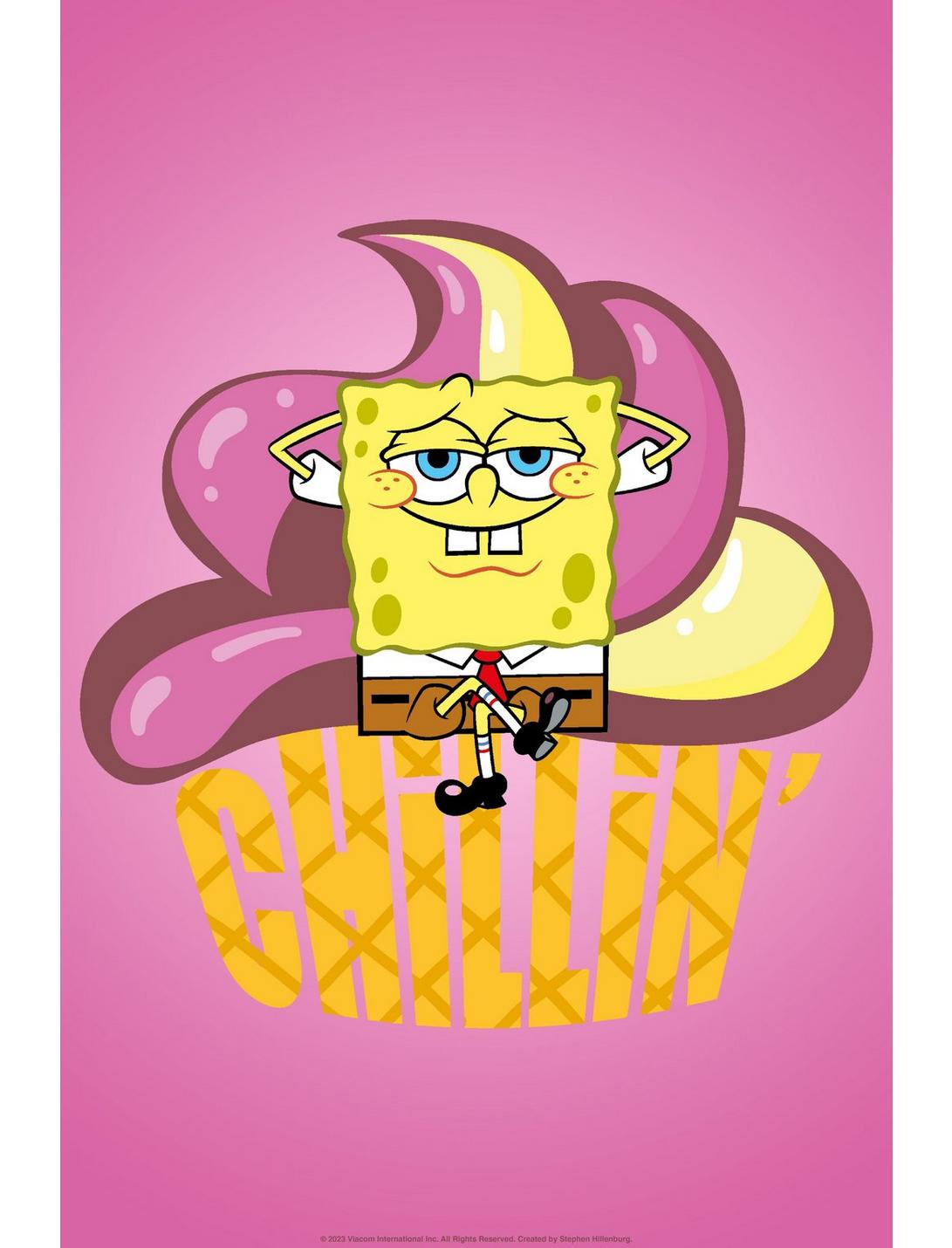 Spongebob Squarepants Chillin' Poster, WHITE, hi-res